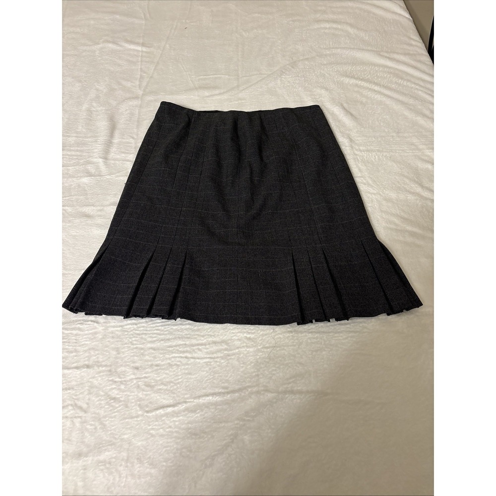 Anne Klein Suit Gray Plaid Pleated Drop Waist Career Skirt Womens 12